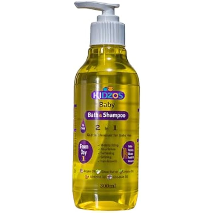 Kidzos Baby 2 In 1 Bath&Shampo Moisturizing, Nourishes, Softening, Shining&Hair Growth-300ml - Image 1